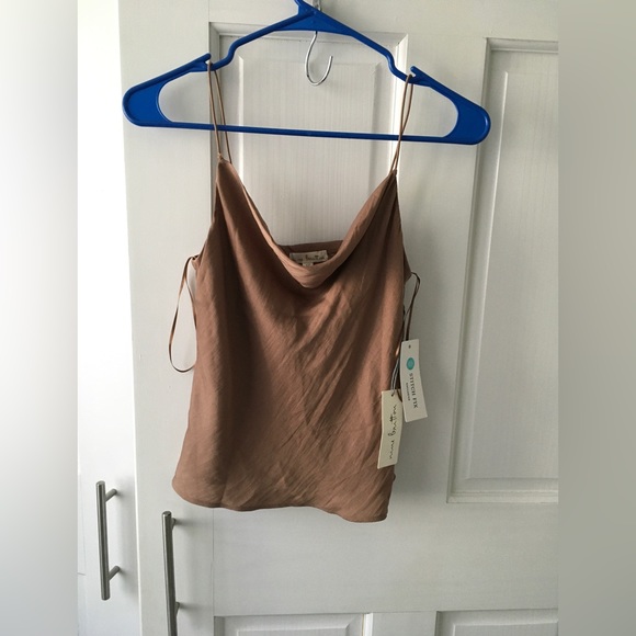 NWT Nine Britton Champagne River Cowl Neck Silk Blouse Size XS - Picture 6 of 13